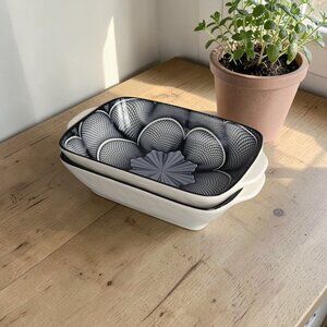 2x Ceramic Casserole Baking Dishes With Handles